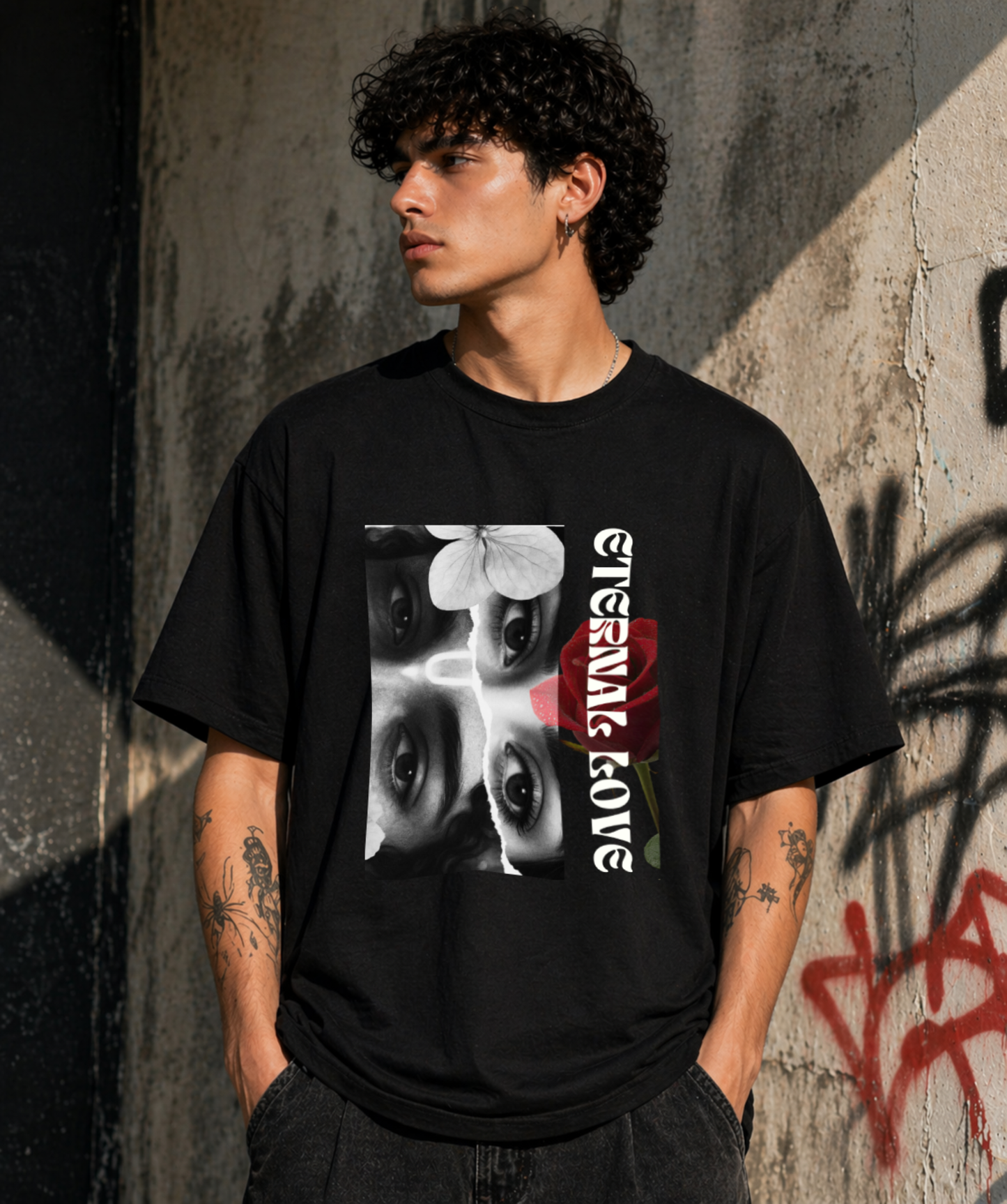 Radha Krishna Inspired Oversized Tee – Eternal Love Print