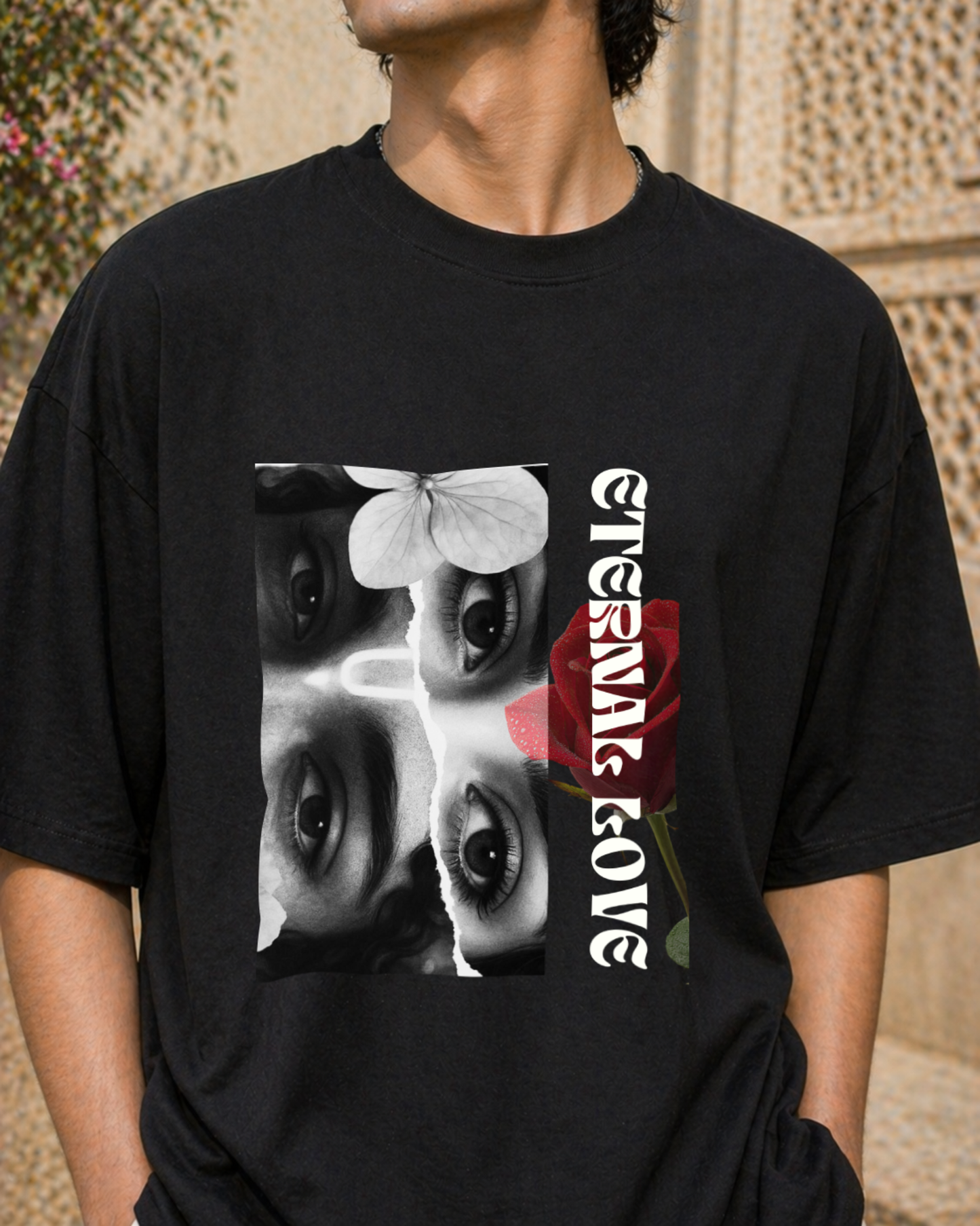 Radha Krishna Inspired Oversized Tee – Eternal Love Print