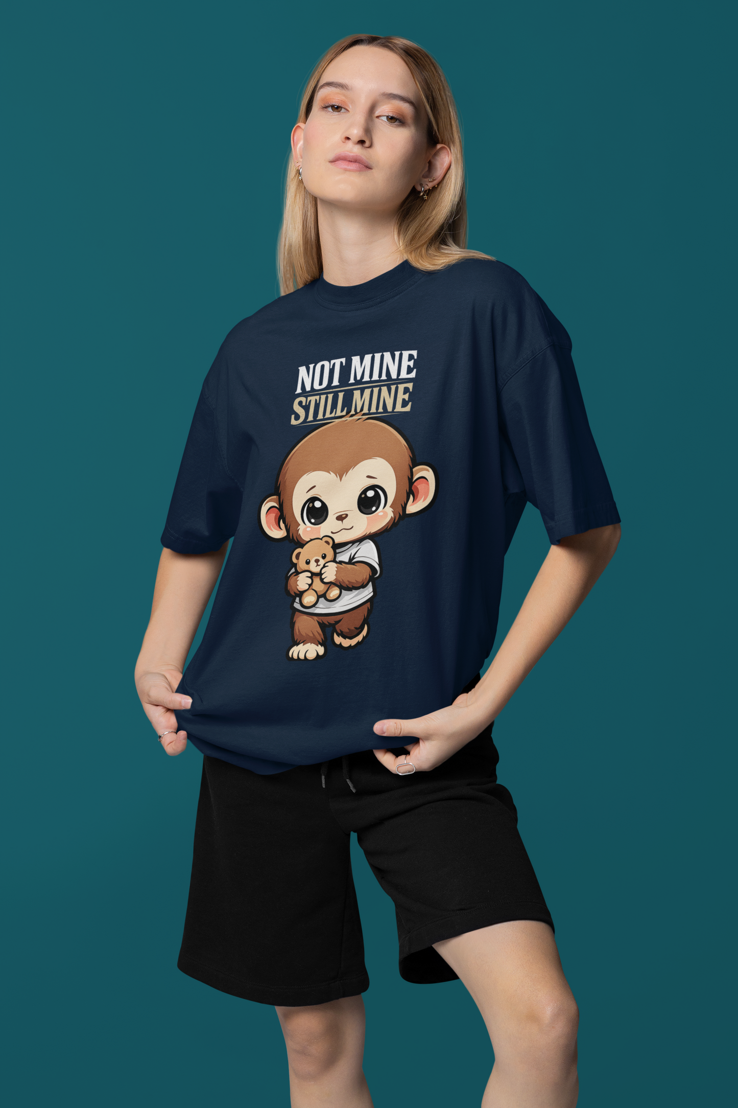 Cute Monkey Teddy Oversized T-Shirt – Unisex Streetwear