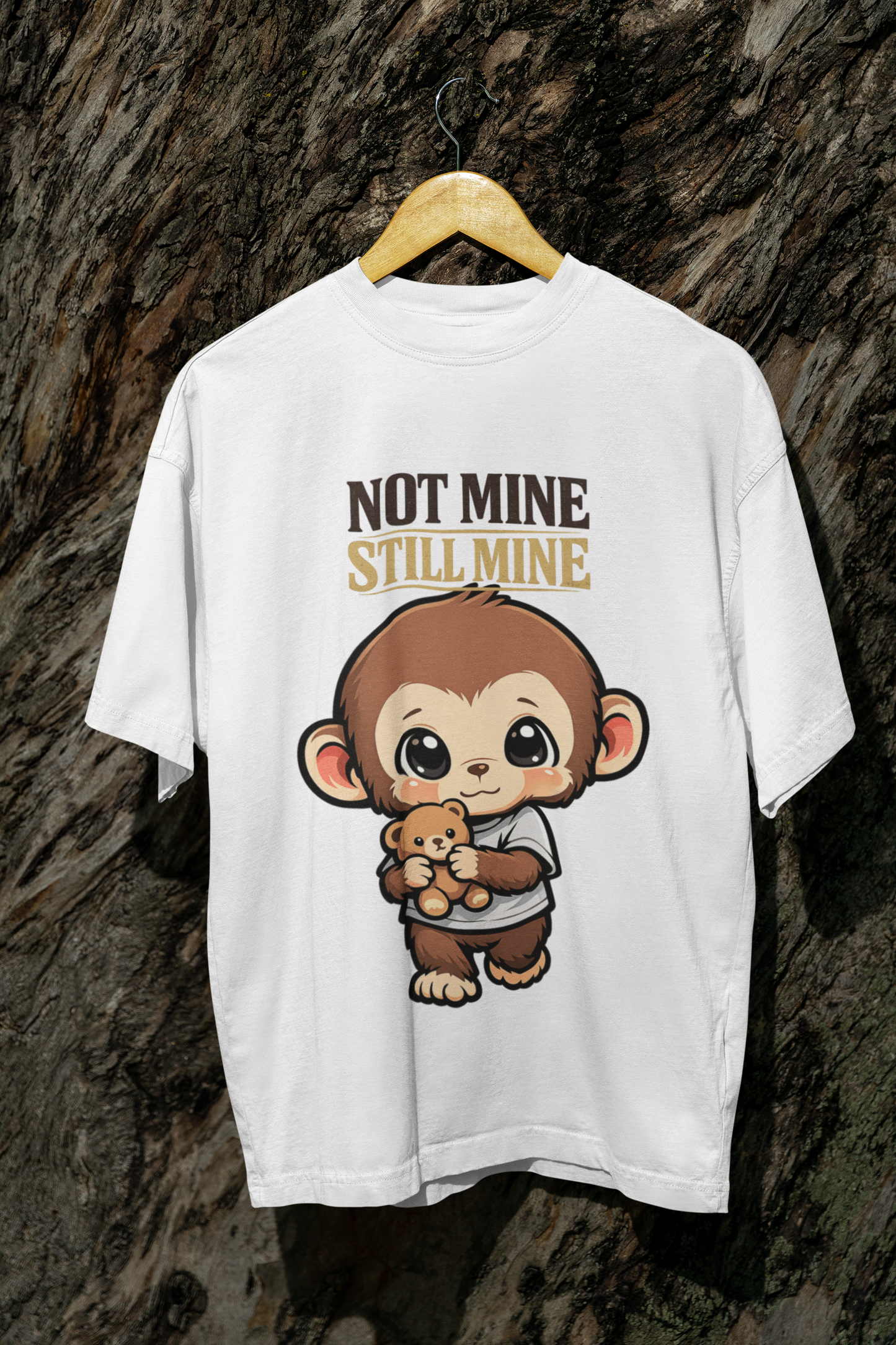 Not Mine Still Mine – Cute Monkey Oversized Graphic Tee