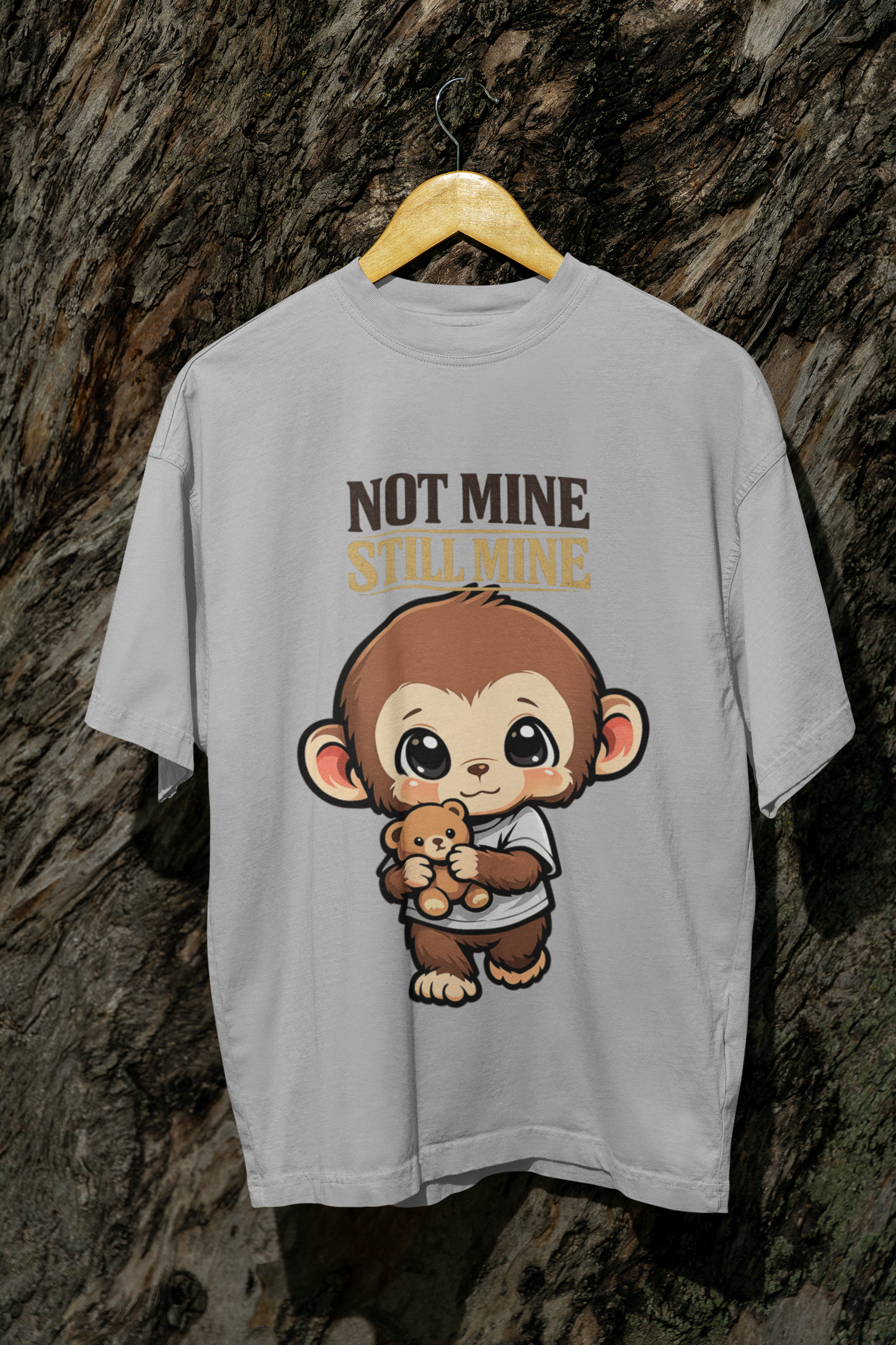 Not Mine Still Mine – Cute Monkey Oversized Graphic Tee