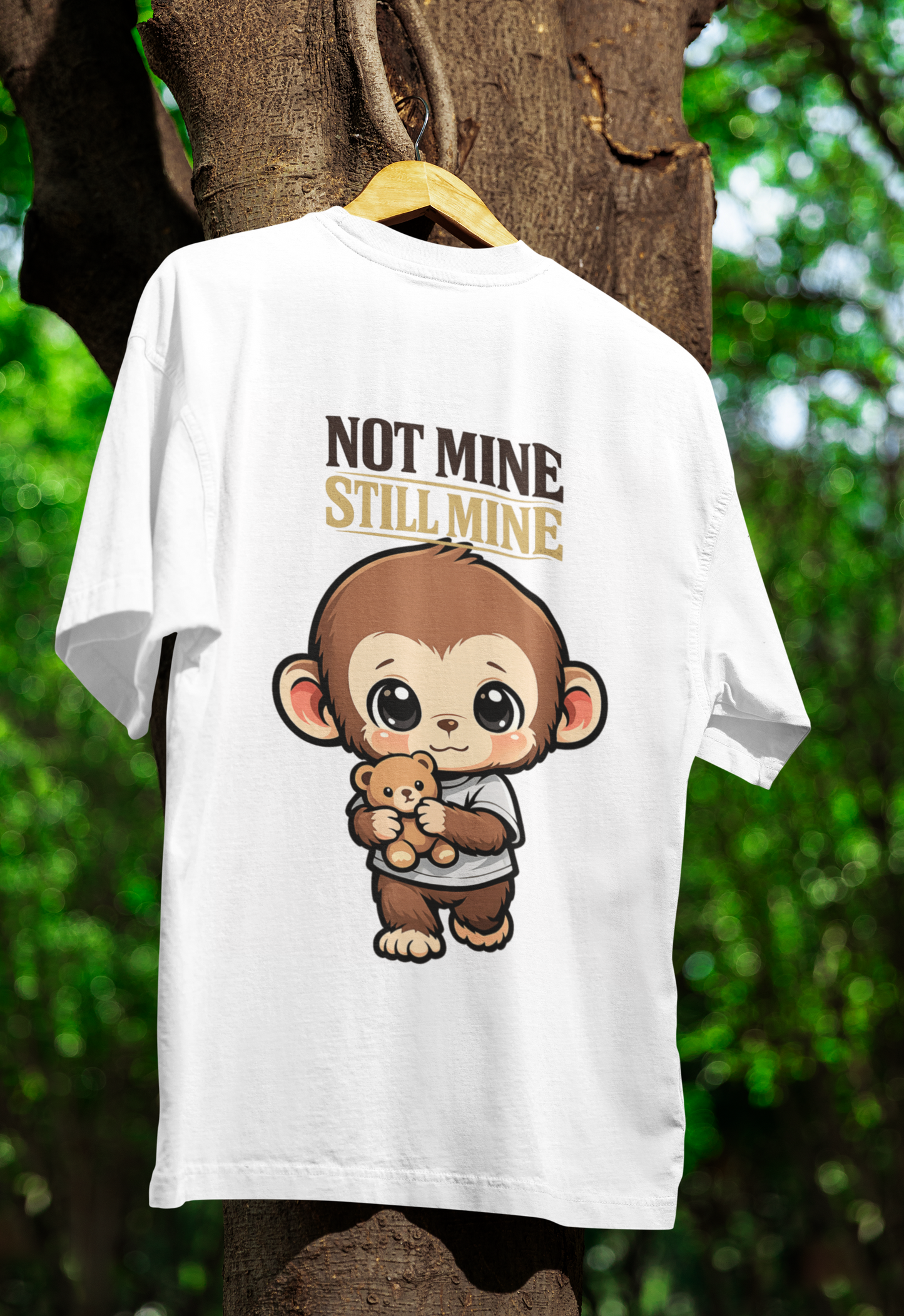Not Mine Still Mine – Cute Monkey Oversized Graphic Tee