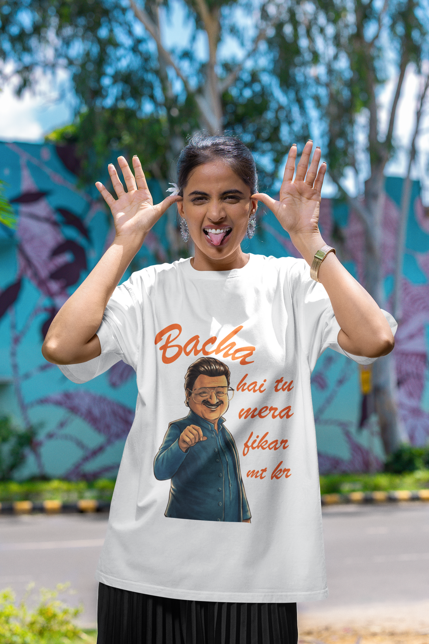 Bacha Hai Tu Mera Oversized T-Shirt | Funny Desi Graphic Tee